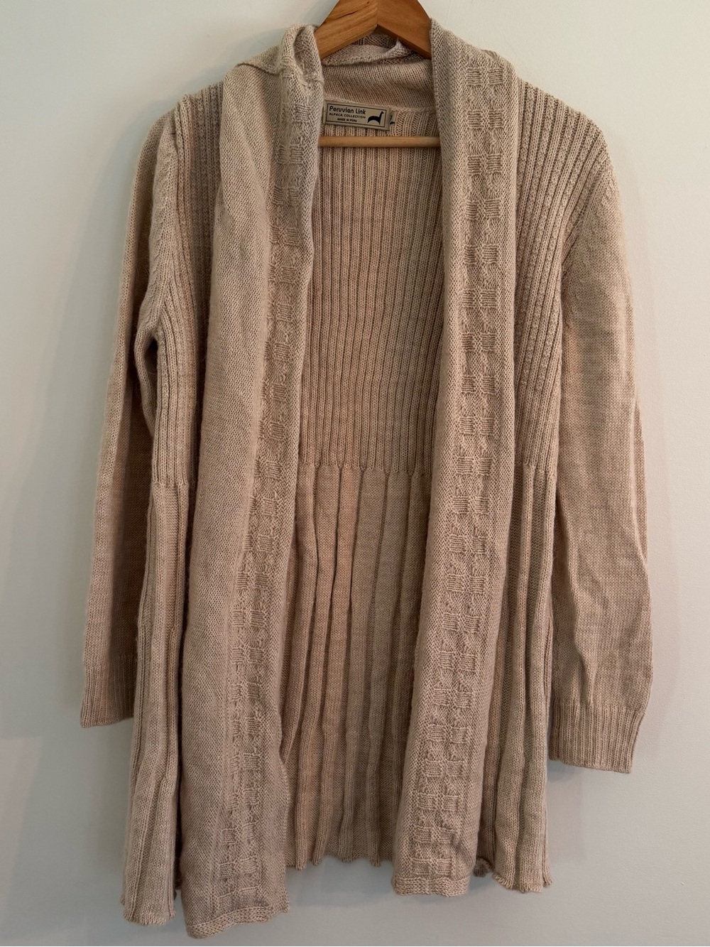 Peruvian Link Alpaca Collection Cardigan Sweater Womens M Tan Cream Relaxed